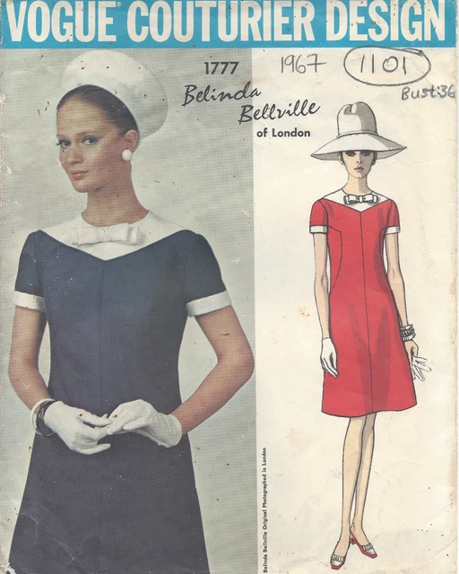 Patron De Couture Vintage Vogue 1968 B36 Robe Et Veste (1492) Par Patron De Couture Vintage Vogue 1968 B36 Robe Et Veste (1492) Par