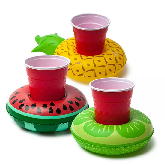 Pool Party Beverage Boats/Drink Holder (Fruits) 3 Pack - Brand New