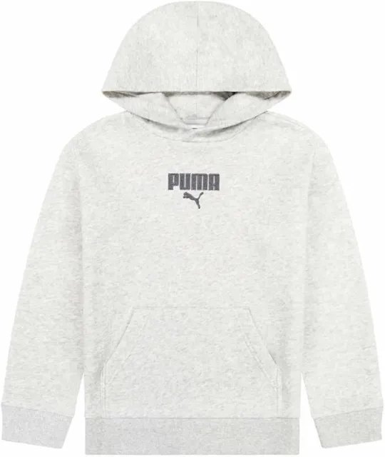 PUMA Boys Youth Fleece Pullover Hoodie Sweatshirt Grey Large L 14/16