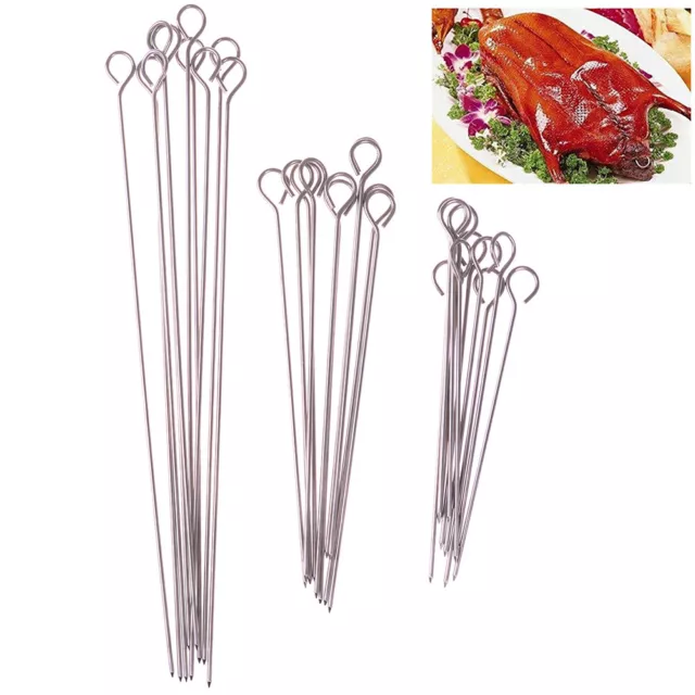 10pcs meat goose Round Roast Skewers Stick Stainless Steel Needle H'EL