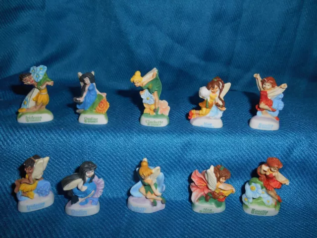 TINKERBELL DISNEY FAIRIES Set 10 Mini French Porcelain FEVES Miniature Figurines
