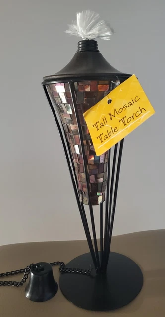 New Tall Mosiac Table Torch with snuffer 14" H by 5" Round