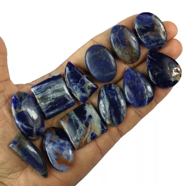 415 CT/12 PC Naturel Bleu Sodalite Mélange Cabochon Gemme 32-35 MM Vente en Lot