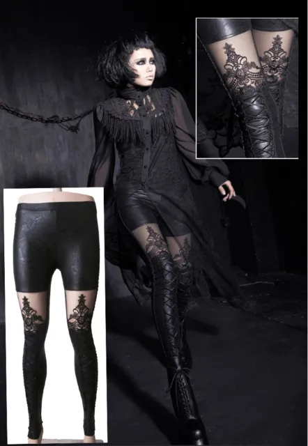 Pantalon leggings cuir jacquard dentelle gothique lolita baroque glam PunkRave