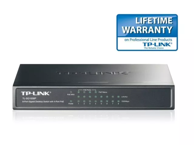 Commutateur de bureau non géré TP-LINK TL-SG1008P 8 ports Gigabit avec PoE 4 ports 2