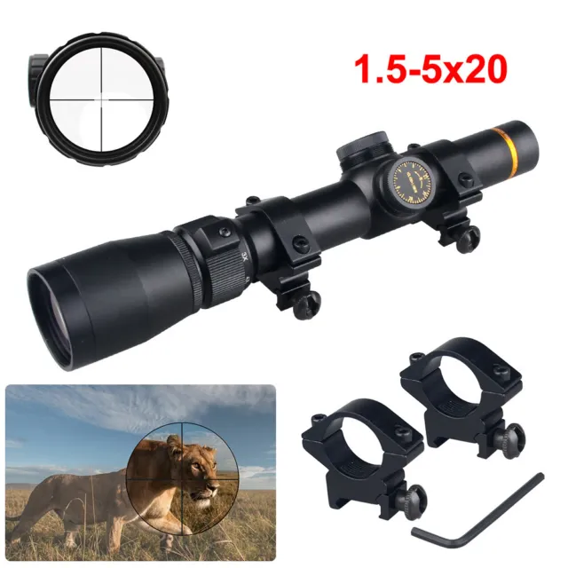 1.5-5X20 Riflescope Duplex Mil-dot Reticle Sight Scope Shooting Hunting