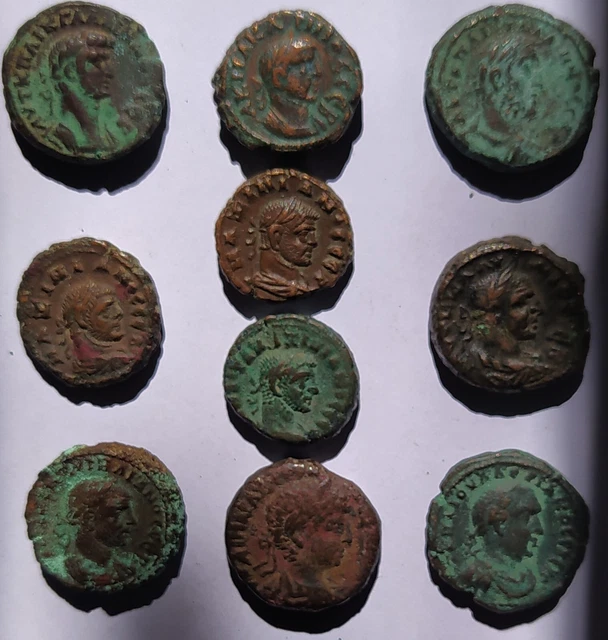 Monnaies Romaines: Lot de  9 monnaies coloniales en Bronze, peu courant !