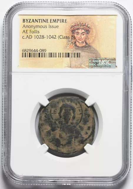 BYZANTINE. Anonymous Christ Follis,1028-1034 AD. Class B, NGC Certified