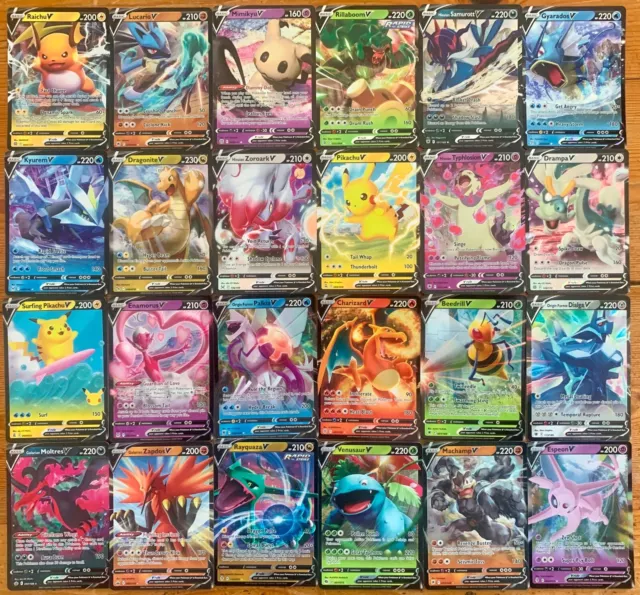 200 Pokemon Cards Bulk Lot 2x Ultra Rare V 24 Rares & Shiny Holo Amazing  Gift!