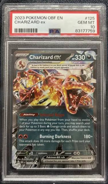 Pokémon TCG Charizard ex SV03: Obsidian Flames 125/197 Holo Double Rare PSA 10