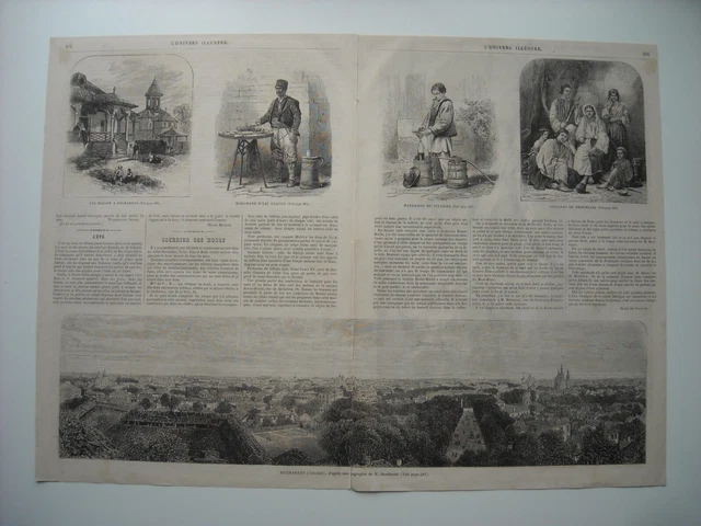 Gravure 1865. La Valachie. 5 Gravures Avec Explicatif, Sur 2Feuillets. Bohemiens