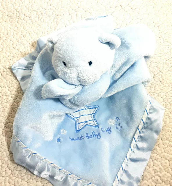 Carters Just One Year Bear Rattle Satin Lovey Security Blanket Sweet Baby Boy