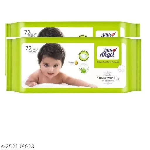 Soft Moisturizing Aloe Vera Baby Wet Wipes Pack PH Balance Pack of 2, 72 Whipes