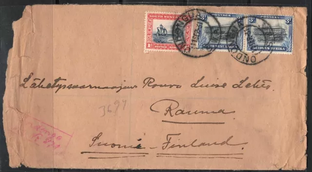 SWA Namibia Cover Ondangua 11.09.1931 Registered to Finland Handschriftl.R