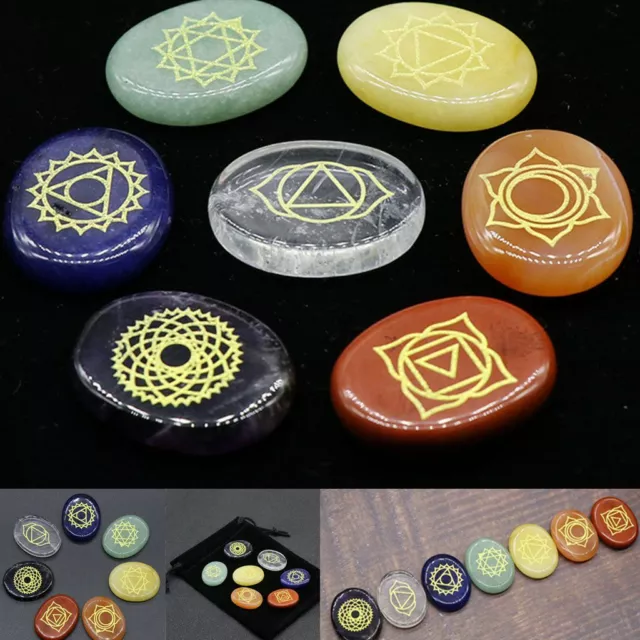 7x Chakra Stones Crystal Reiki Healing Energy Palm Natural Gemstone Quartz Kit