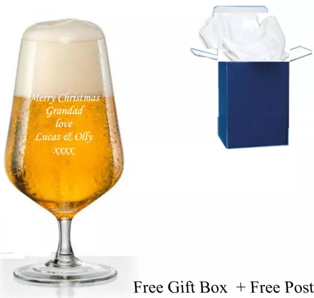 Personalised Engraved Stemmed Cider  Beer Glass Birthday Gift 18th 21st Any Text