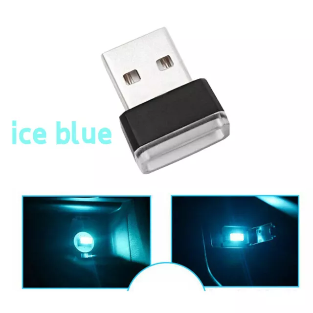 Universal Mini USB LED Flexible Car Interior Light Neon Ambient Lamp Ice blue