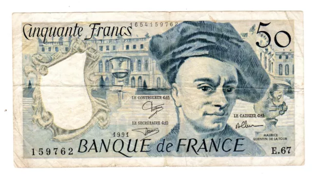 FRANCE Billet 50 FRANCS 1991  QUENTIN DE LA TOUR BON ETAT