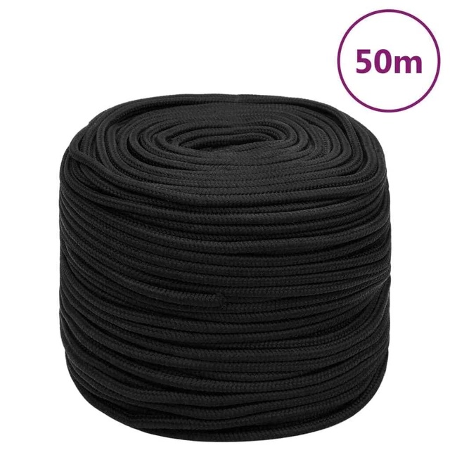 Vidaxl Corda Nautica Completamente Nera 8 mm 50 m in Polipropilene