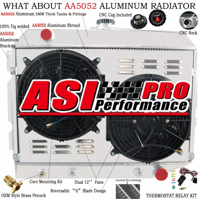 3 Row Aluminum Radiator&Shroud Fan for 1970-1974 Dodge Challenger Mopar V8