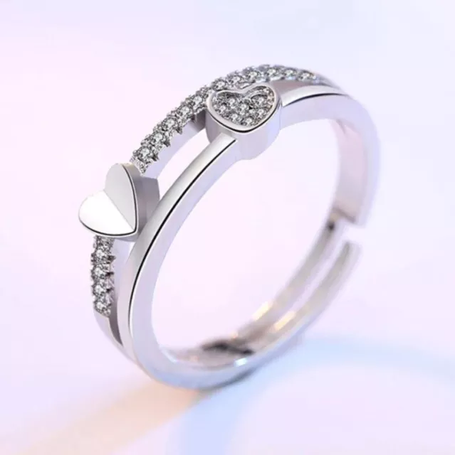 Damenring Herz mit Zirkonia Ring größenverstellbar Damen Silber 925 Geschenk 3