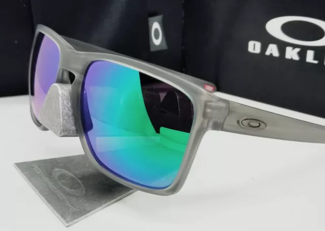 Custom OAKLEY grey ink SLIVER XL +(aftermarket) green POLARIZED sunglasses NEW!