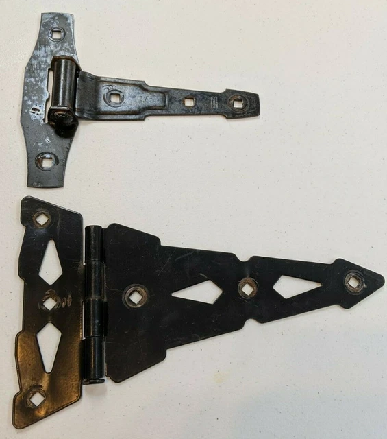 Large Vintage Ornate Metal Outdoor Barn Hinges Stanley Black Decor Primitive
