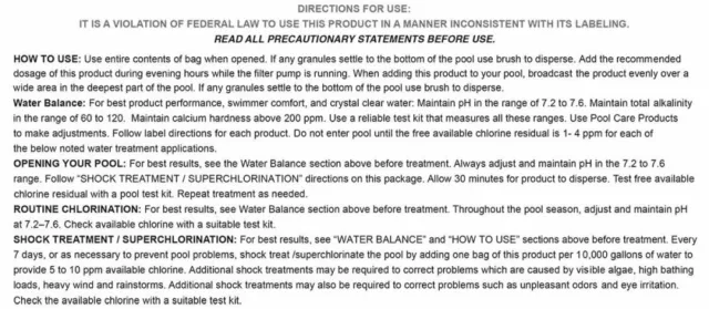 Dry Tec 68% Calcium Hypochlorite Granular Swimming Pool Shock - Choose Quantity 2