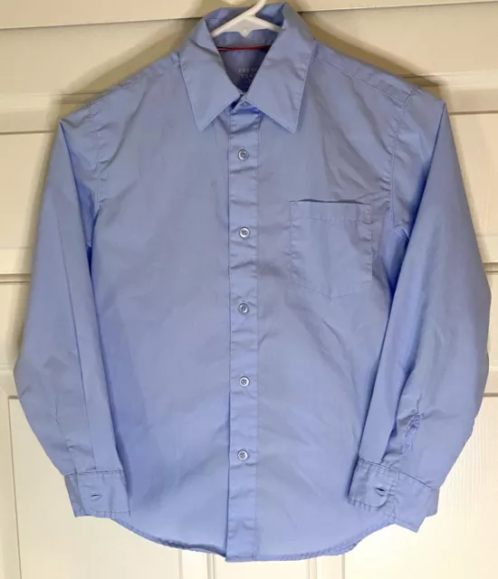 2 - French Toast Boy Long Sleeve Chest Pocket Uniform Shirts White/Blue Size 10