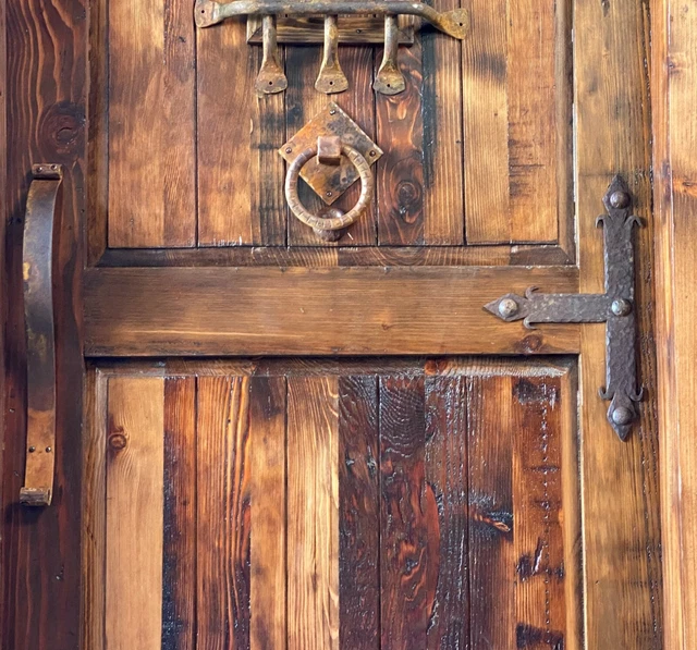 Rustic reclaimed lumber arched door solid wood storybook castle winery speakeasy 4