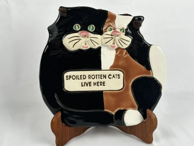 Vintage Smokey Mountain Pottery Cat Hanging Wall Plaque