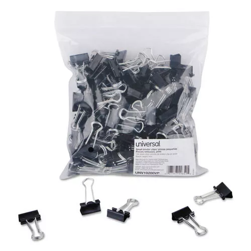 Universal 10200VP Binder Clip in Zip-Seal Bag - Small, Black/Silver (144/PK) New