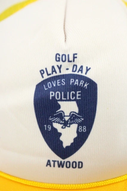 Vtg Golf Play Day Loves Park Police Hat ATWOOD Mesh Back Truckers Hat Sunbelt