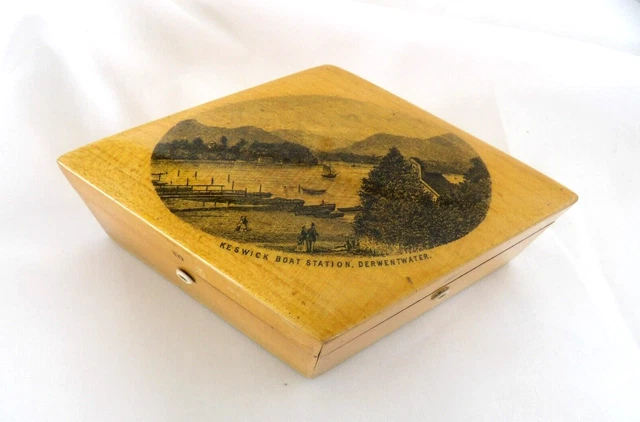 Antique,Mauchline Ware,Keswick Boat Station,Derwentwater,Thread Holder,Beautiful