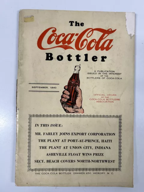 September 1940 The Coca Cola Bottler Magazine Great Condition Coke pre WWII