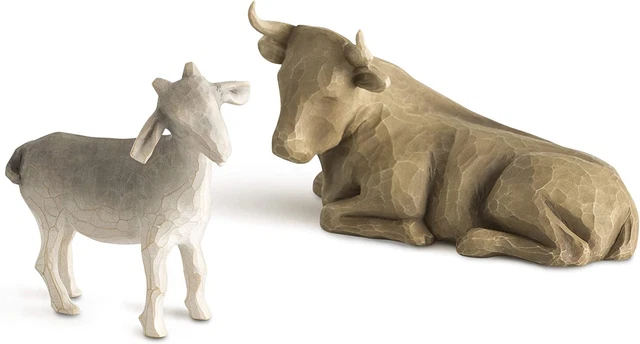 Willow Tree Ox and Goat, Sculpted Hand-Painted Nativity Figures, 2-Piece Set