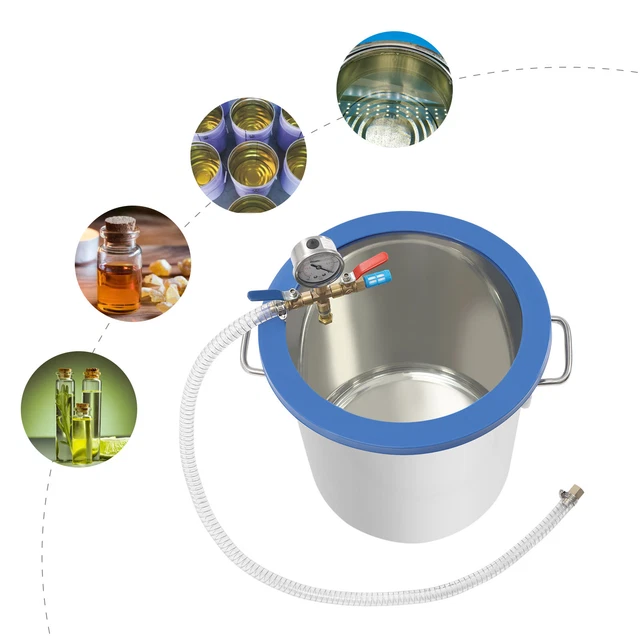 5 Gallon Vacuum Chamber Kit+Vacuum Gauge &Lid Degassing Chamber Stainless Steel