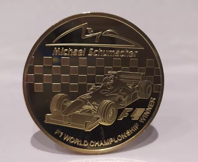 Moneda de oro Michael Schumacher ganador del campeonato mundial de Fórmula 1 piloto de Ferrari 2