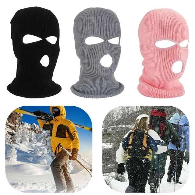 3 Loch Sturmhaube Sturmmaske gestrickt Skimaske Motorrad Kopf Balaclava Winter