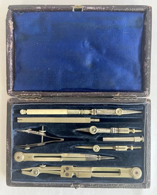 VINTAGE ANTIQUE DRAWING Engineering Draughtsman’s Instruments 8pc £22.