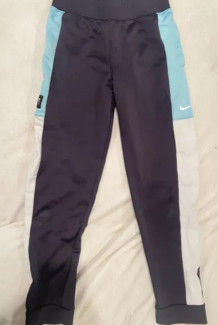 Nike Big Boys Elite Therma-Fit Navy, Teal and White Colorblock Joggers  - Large