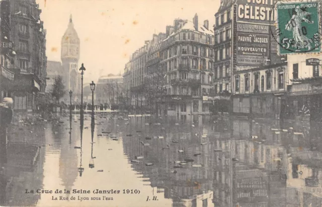 Cpa 75 Paris Crue De La Seine Rue De Lyon Sous Eau