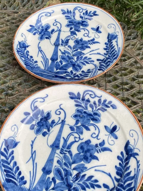 Delft & XVIII Eme Siècle & Paire D’assiette & 18 Eme & Bleu & Céramique