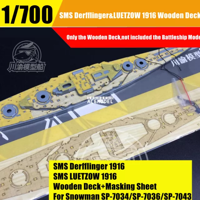 1/700 SMS Derfflinger/LUETZOW 1916 Wooden Deck for Snowman SP-7034/7036/7043