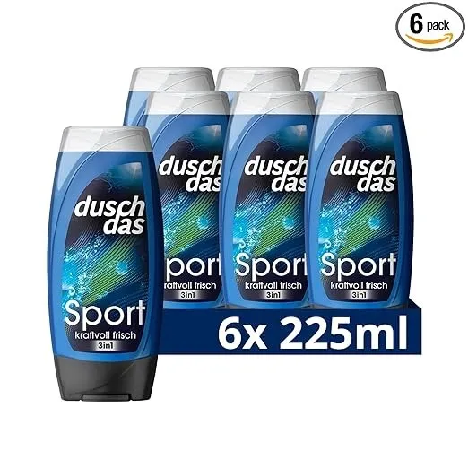 6X Duschdas 3-In-1 Duschgel for Men Duschbad Mit Fresh-Energy-Duftformel 225 Ml