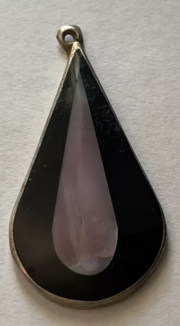 Vintage Mexico Pendant Pre 1920's Onyx and Rose Quartz Stunning