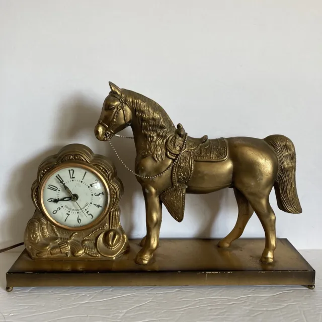 Vintage Electric Horse Clock-Sessions United Goods-Works 16” x 4”x 11” high