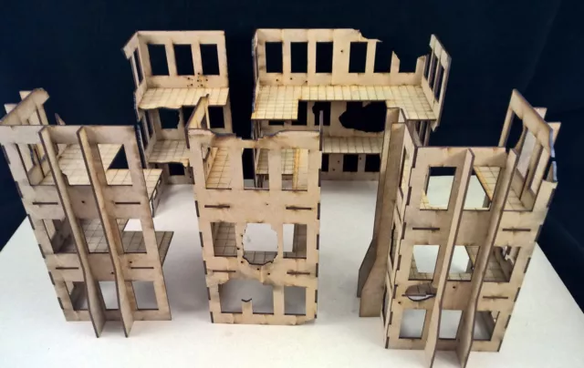 Damaged buildings scenery terrain wargames ruins legion infinity table top 28mm