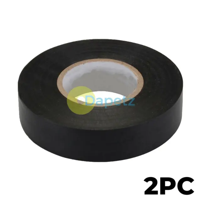 2x Electrical PVC Insulation Tape Flame Retardant 19mm x 33m - Black Extra Long