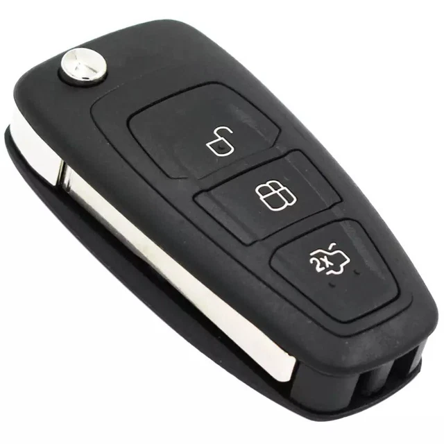 Happyit Custodia Pelle E Lega Zinco Per Chiave Ford – Focus 3/4, Mondeo, Fiesta, Kuga (2013-2024), 3 Pulsanti, Nero